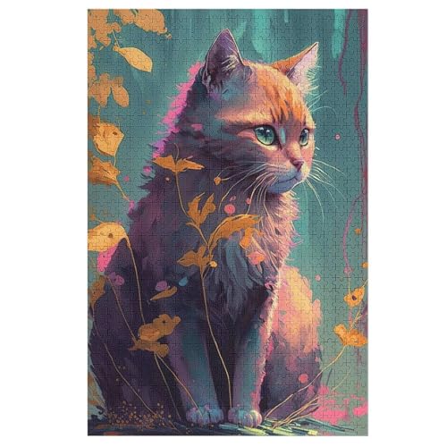 Puzzles Katze, 1000 Teile, Puzzle Aus Holz Für Erwachsene Und Kinder Ab 12 Jahren, Lernspielzeug 78×53cm von DCCCY