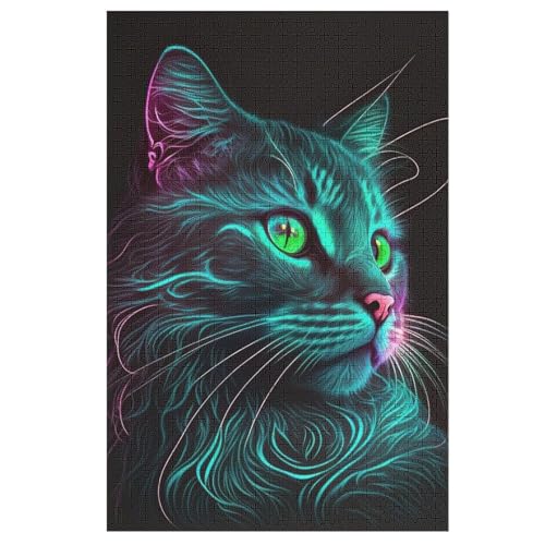 Puzzles Katze, 1000 Teile, Puzzle Aus Holz Für Erwachsene Und Kinder Ab 12 Jahren, Lernspielzeug 78×53cm von DCCCY