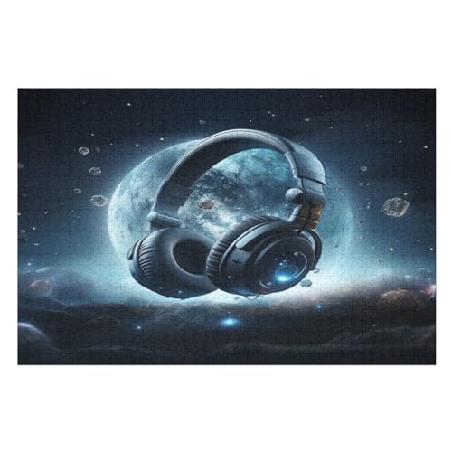 Puzzles Kopfhörer-Muster, 1000-teiliges Holzpuzzle Für Erwachsene Und Kinder Ab 12 Jahren. Tolles Geschenk Für Erwachsene （75×50cm） von DCCCY