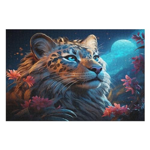 Puzzles Leopard, 1000 Teile, Puzzle Aus Holz Für Erwachsene Und Kinder Ab 12 Jahren, Lernspielzeug （75×50cm） von DCCCY