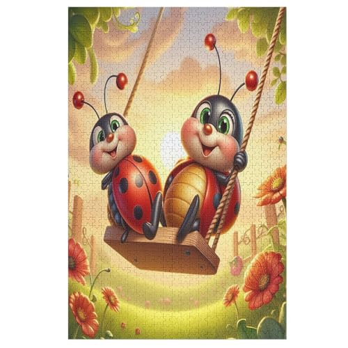 Puzzles Marienkäfer, 1000 Teile, Puzzle Aus Holz Für Erwachsene Und Kinder Ab 12 Jahren, Lernspielzeug 78×53cm von DCCCY