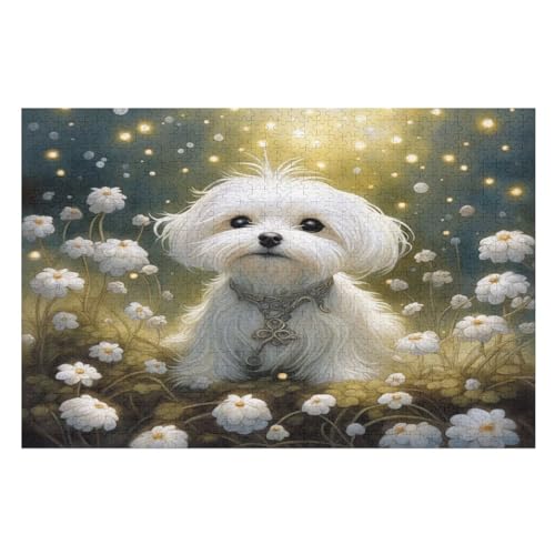 Puzzles Süßer Hund, 1000-teiliges Holzpuzzle Für Erwachsene Und Kinder Ab 12 Jahren. Tolles Geschenk Für Erwachsene （75×50cm） von DCCCY