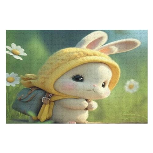 Puzzles Süßes Kaninchen, 1000-teiliges Holzpuzzle Für Erwachsene Und Kinder Ab 12 Jahren. Tolles Geschenk Für Erwachsene （75×50cm） von DCCCY