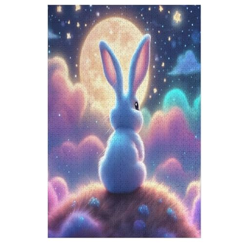 Puzzles Süßes Kaninchen, 1000-teiliges Holzpuzzle Für Erwachsene Und Kinder Ab 12 Jahren. Tolles Geschenk Für Erwachsene 78×53cm von DCCCY