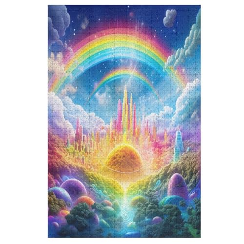 Rainbow Schloss Holzpuzzle - 1000 Teiliges Jigsaw Knobelspiel - Puzzle Für Erwachsene & Kinder - Outdoor & Reisespielzeug 78×53cm von DCCCY