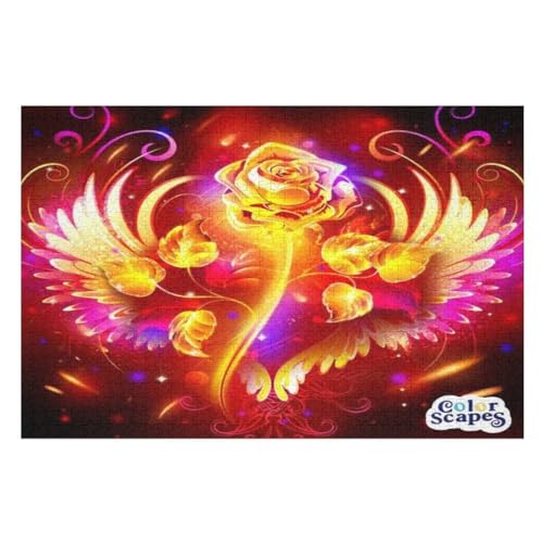 Rose Puzzle, Puzzles Für Erwachsene Kinder, 1000 Teile Holzpuzzle, Für Jugendliche Herausforderungsspielzeug （75×50cm） von DCCCY