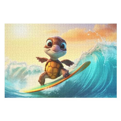 Schildkröte 1000 Teile Puzzles Für Erwachsene, Impossible Puzzle, Geschicklichkeitsspiel Für Die Ganze Familie, Kinder Holzpuzzle （75×50cm） von DCCCY
