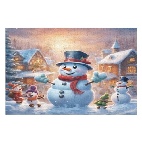 Schneemann Puzzle 1000 Teile, Holzpuzzle Herausforderndes Geschicklichkeitsspiel Für Die Ganze Familie, Kinder Erwachsenenpuzzle Ab 12 Jahren （75×50cm） von DCCCY