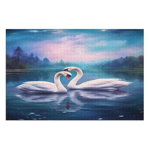 Schwan 1000 Teile Premium-Puzzles Für Erwachsene Kinder- Holzpuzzles Spaß Und Lernspiele - Perfekte Puzzle-Geschenke （75×50cm） von DCCCY