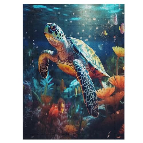 Sea Schildkrötes Holzpuzzle 500 Teile Klassische Puzzles Erwachsene Kinder Puzzle DIY Kit Holzspielzeug Einzigartiges Geschenk 55×41cm von DCCCY