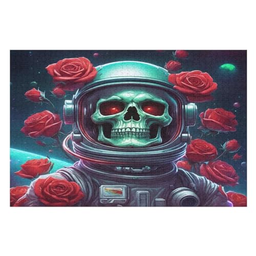 Skelettastronaut Puzzle 1000 Teile, Holzpuzzle Für Erwachsene Kinder, Impossible Puzzles, Geschicklichkeitsspiel Für Die Ganze Familie （75×50cm） von DCCCY