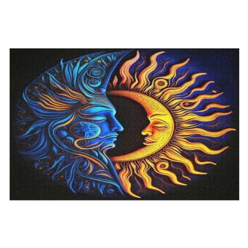 Sonne and Moon Holzpuzzle - 1000 Teiliges Jigsaw Knobelspiel - Puzzle Für Erwachsene & Kinder - Outdoor & Reisespielzeug （75×50cm） von DCCCY