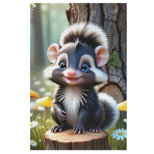 Stinktier 1000 Teile Puzzles, Wood Craft, Hochwertiges Modernes Puzzle, DIY, Für Erwachsene Und Kinder Ab 12 Jahren, 78×53cm von DCCCY