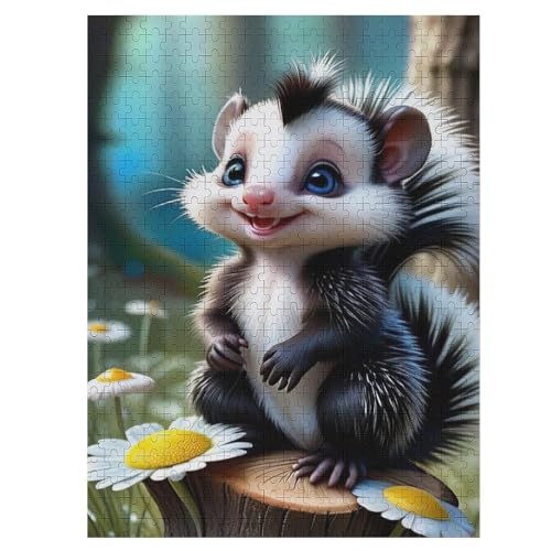 Stinktier Holzpuzzle 500 Teile Klassische Puzzles Erwachsene Kinder Puzzle DIY Kit Holzspielzeug Einzigartiges Geschenk 55×41cm von DCCCY