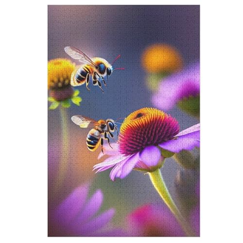 Süße Biene Puzzles 1000 Teile Erwachsener Kniffel Spaß Für Die Ganze Familie, Holzpuzzle Kinder Erwachsene, Impossible Puzzle Schwer 78×53cm von DCCCY