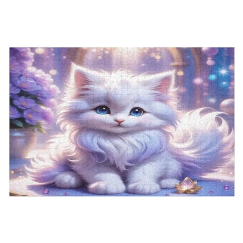 Süße Katze Puzzle Für Erwachsene 1000 Teile Premium Recyceltes Brett Zum Lernen, Lernspielzeug, Familienspiele Kinder Holzpuzzle （75×50cm） von DCCCY