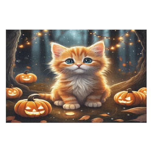 Süße Katze Puzzles 1000 Teile Erwachsener Kniffel Spaß Für Die Ganze Familie, Holzpuzzle Kinder Erwachsene, Impossible Puzzle Schwer （75×50cm） von DCCCY