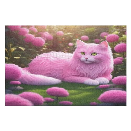 Süße Katze Puzzles 1000 Teile Erwachsener Kniffel Spaß Für Die Ganze Familie, Holzpuzzle Kinder Erwachsene, Impossible Puzzle Schwer （75×50cm） von DCCCY