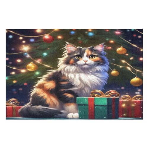 Süße Katze Puzzles 1000 Teile Erwachsener Kniffel Spaß Für Die Ganze Familie, Holzpuzzle Kinder Erwachsene, Impossible Puzzle Schwer （75×50cm） von DCCCY