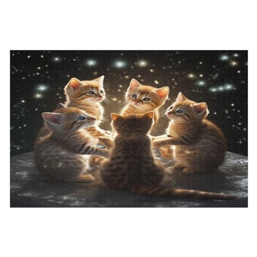Süße Katze Puzzles 1000 Teile Erwachsener Kniffel Spaß Für Die Ganze Familie, Holzpuzzle Kinder Erwachsene, Impossible Puzzle Schwer （75×50cm） von DCCCY