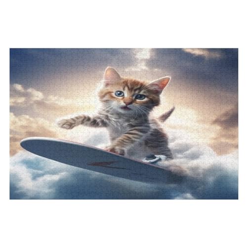 Süße Katze Puzzles 1000 Teile Für Jugendliche Kreatives Holzpuzzlespielzeug Familienspiel Schwierigkeitsgrad Herausforderungspuzzles （75×50cm） von DCCCY