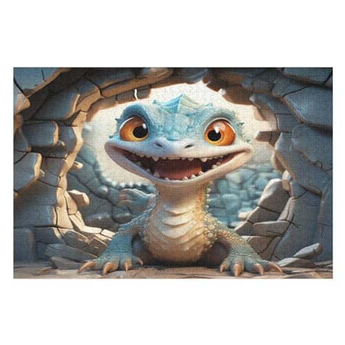 Süßer Dinosaurier Puzzles 1000 Teile Erwachsener Kniffel Spaß Für Die Ganze Familie, Holzpuzzle Kinder Erwachsene, Impossible Puzzle Schwer （75×50cm） von DCCCY