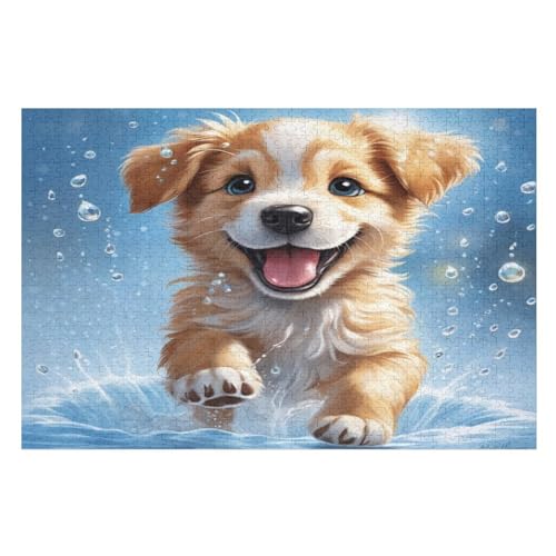 Süßer Hund Puzzle Für Erwachsene,1000-teiliges Puzzles, Für Kinder,Holzpuzzle,Lernspielzeug, （75×50cm） von DCCCY