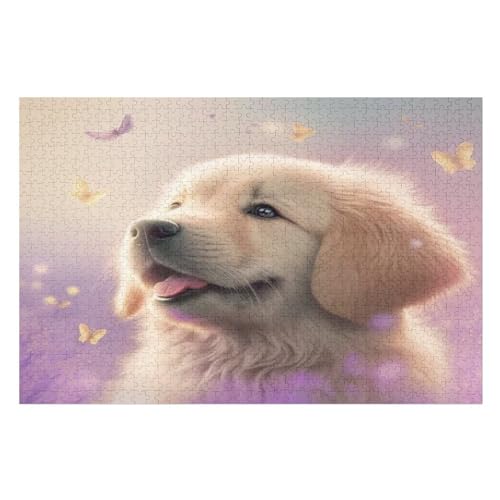 Süßer Hund Puzzle Für Erwachsene 1000 Teile Premium Recyceltes Brett Zum Lernen, Lernspielzeug, Familienspiele Kinder Holzpuzzle （75×50cm） von DCCCY