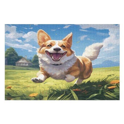Süßer Hund Puzzles 1000 Teile Erwachsener Kniffel Spaß Für Die Ganze Familie, Holzpuzzle Kinder Erwachsene, Impossible Puzzle Schwer （75×50cm） von DCCCY