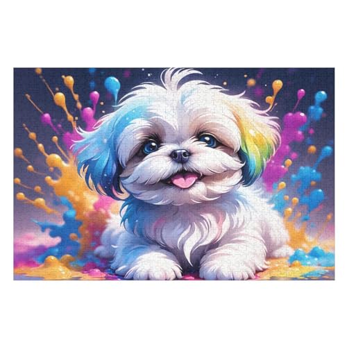 Süßer Hund Puzzles 1000 Teile Erwachsener Kniffel Spaß Für Die Ganze Familie, Holzpuzzle Kinder Erwachsene, Impossible Puzzle Schwer （75×50cm） von DCCCY