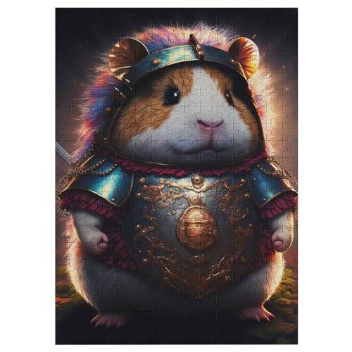 Süßer Meerschweinchen-Krieger Puzzles 300 Teile Erwachsener Kniffel Spaß, Holzpuzzle Kinder Erwachsene, Impossible Puzzle Schwer 42×30cm von DCCCY