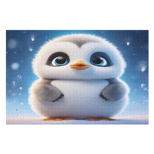 Süßer Pinguin -Puzzle, 1000 Teile,Holzpuzzle Für Erwachsene Kinder, Lustiges Spielzeug, Denkspiel, Bildungsspiel, （75×50cm） von DCCCY