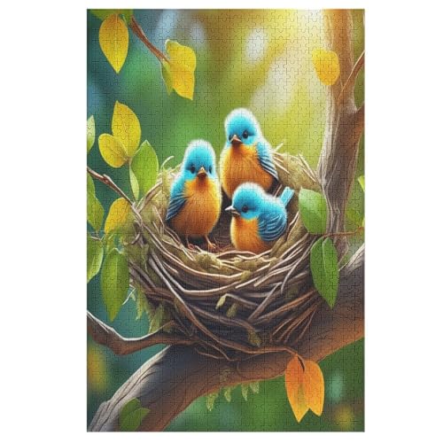 Süßer Vogel Puzzle Für Erwachsene,1000-teiliges Puzzles, Für Kinder,Holzpuzzle,Lernspielzeug, 78×53cm von DCCCY