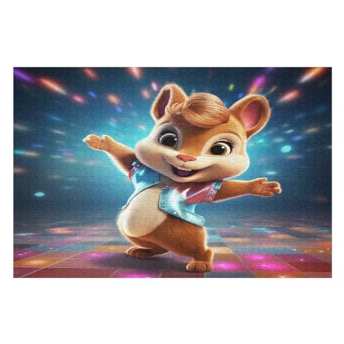 Süßes Eichhörnchen Puzzles 1000 Teile Für Jugendliche Kreatives Holzpuzzlespielzeug Familienspiel Schwierigkeitsgrad Herausforderungspuzzles （75×50cm） von DCCCY