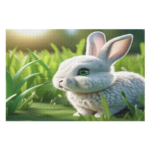 Süßes Kaninchen Puzzles 1000 Teile Erwachsener Kniffel Spaß Für Die Ganze Familie, Holzpuzzle Kinder Erwachsene, Impossible Puzzle Schwer （75×50cm） von DCCCY