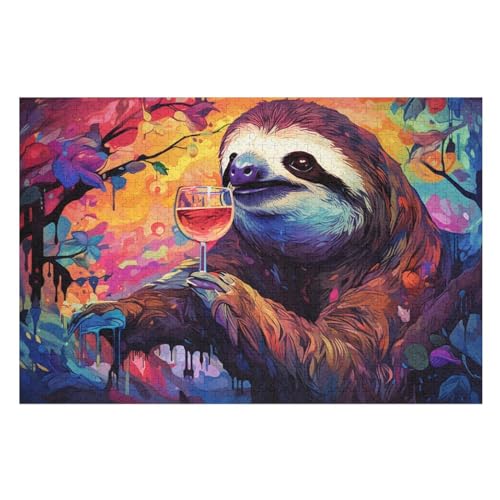 Tier Faultier 1000 Teile Puzzles Für Erwachsene, Impossible Puzzle, Geschicklichkeitsspiel Für Die Ganze Familie, Kinder Holzpuzzle （75×50cm） von DCCCY
