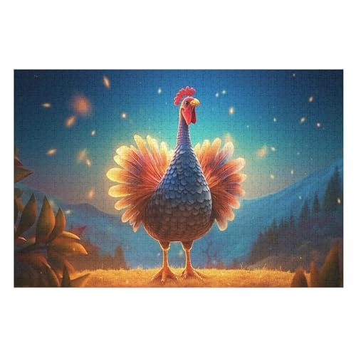 Tier Hahn Puzzle 1000 Teile, Holzpuzzle Für Erwachsene Kinder, Impossible Puzzles, Geschicklichkeitsspiel Für Die Ganze Familie （75×50cm） von DCCCY