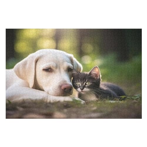 Tier Hund Puzzle 1000 Teile, Holzpuzzle Für Erwachsene Kinder, Impossible Puzzles, Geschicklichkeitsspiel Für Die Ganze Familie （75×50cm） von DCCCY