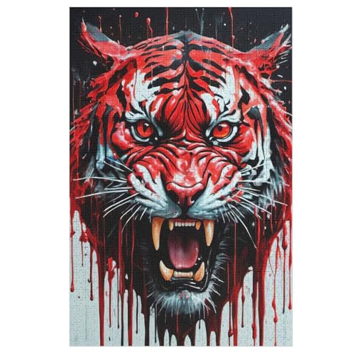 Tiger -Puzzle, 1000 Teile,Holzpuzzle Für Erwachsene Kinder, Lustiges Spielzeug, Denkspiel, Bildungsspiel, 78×53cm von DCCCY
