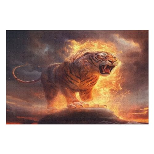 Tiger Puzzles 1000 Teile Erwachsener Kniffel Spaß Für Die Ganze Familie, Holzpuzzle Kinder Erwachsene, Impossible Puzzle Schwer （75×50cm） von DCCCY