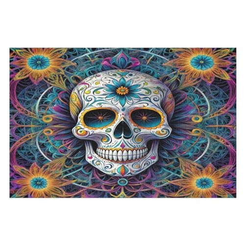 Totenkopf Puzzles 1000 Teile Erwachsener Kniffel Spaß Für Die Ganze Familie, Holzpuzzle Kinder Erwachsene, Impossible Puzzle Schwer （75×50cm） von DCCCY