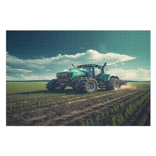 Traktor 1000 Teile Holzpuzzle,einzigartiges Puzzle, Geschenk Für Erwachsene,Familienspiel,Herausforderungsaktivität,（75×50cm） von DCCCY