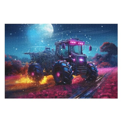 Traktor 1000 Teile Puzzles Für Erwachsene, Impossible Puzzle, Geschicklichkeitsspiel Für Die Ganze Familie, Kinder Holzpuzzle （75×50cm） von DCCCY