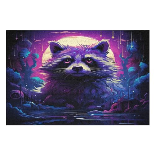 Waschbär 1000 Teile Puzzles Für Erwachsene, Impossible Puzzle, Geschicklichkeitsspiel Für Die Ganze Familie, Kinder Holzpuzzle （75×50cm） von DCCCY