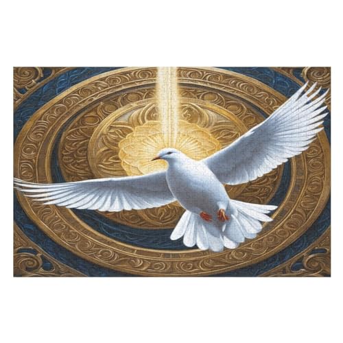 Weiße Taube Puzzles 1000 Teile Erwachsener Kniffel Spaß Für Die Ganze Familie, Holzpuzzle Kinder Erwachsene, Impossible Puzzle Schwer （75×50cm） von DCCCY