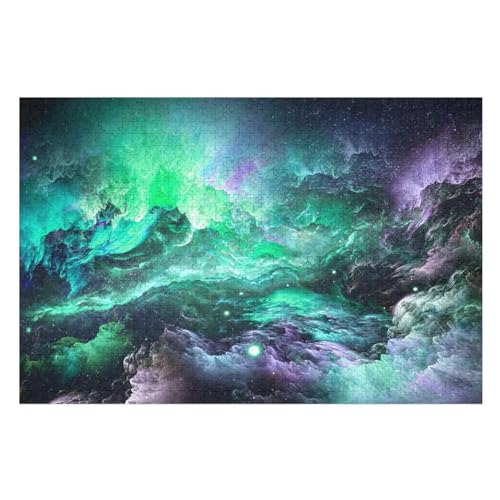Weltraum Colors Nebula Holzpuzzle 1000 Teile, Knobelspiele Für Erwachsene, Teenager, Puzzles Unmögliche - Kinder Puzzle Zimmer Deko （75×50cm） von DCCCY