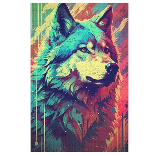 Wolf 1000 Teile Puzzles, Wood Craft, Hochwertiges Modernes Puzzle, DIY, Für Erwachsene Und Kinder Ab 12 Jahren, 78×53cm von DCCCY