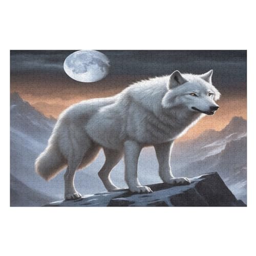 Wolf Holzpuzzle 1000 Teile, Knobelspiele Für Erwachsene, Teenager, Puzzles Unmögliche - Kinder Puzzle Zimmer Deko （75×50cm） von DCCCY