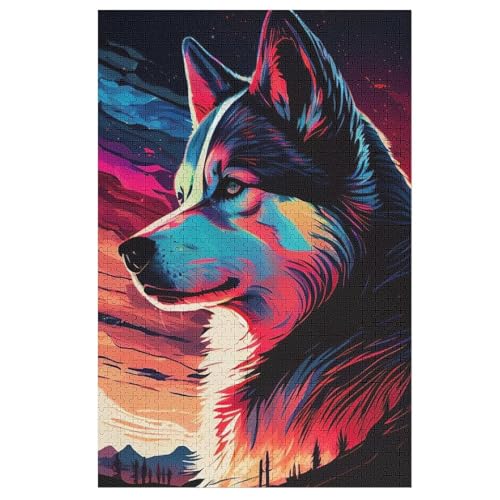 Wolf Holzpuzzle 1000 Teile Klassische Puzzles Erwachsene Kinder Puzzle DIY Kit Holzspielzeug Einzigartiges Geschenk 78×53cm von DCCCY