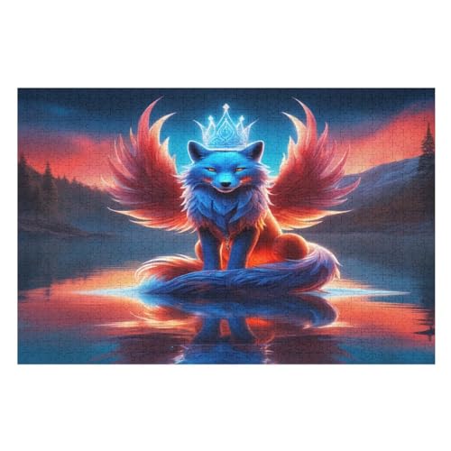 Wolf-Muster Puzzles 1000 Teile Erwachsener Kniffel Spaß Für Die Ganze Familie, Holzpuzzle Kinder Erwachsene, Impossible Puzzle Schwer （75×50cm） von DCCCY